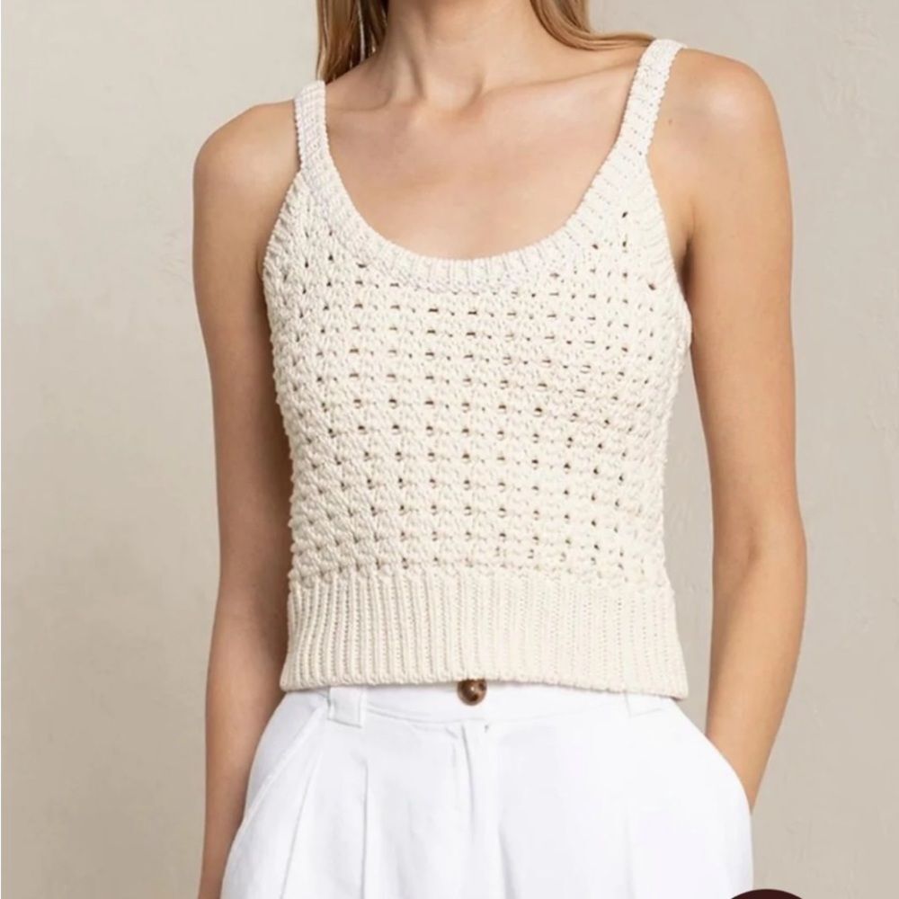 NWT A.L.C. Hadley Crochet‎ Tank Size LARGE in Cream